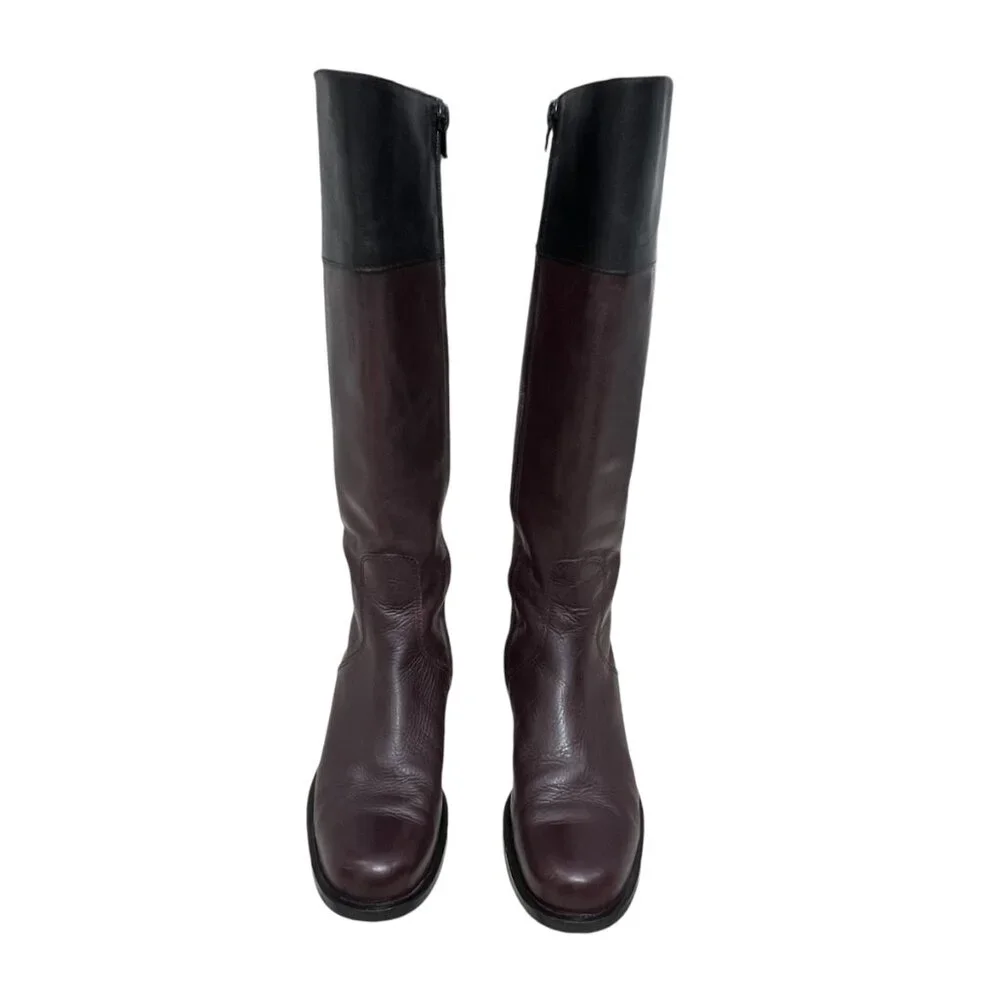 Talbots Leather Two Tone Knee High Riding Boots women's size 7.5 - Picture 2 of 11